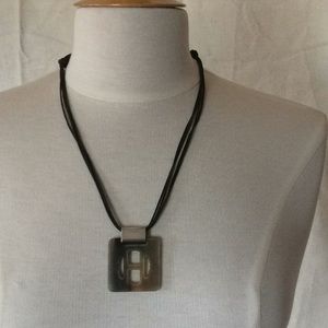 Hermès buffalo horn/silver necklace
